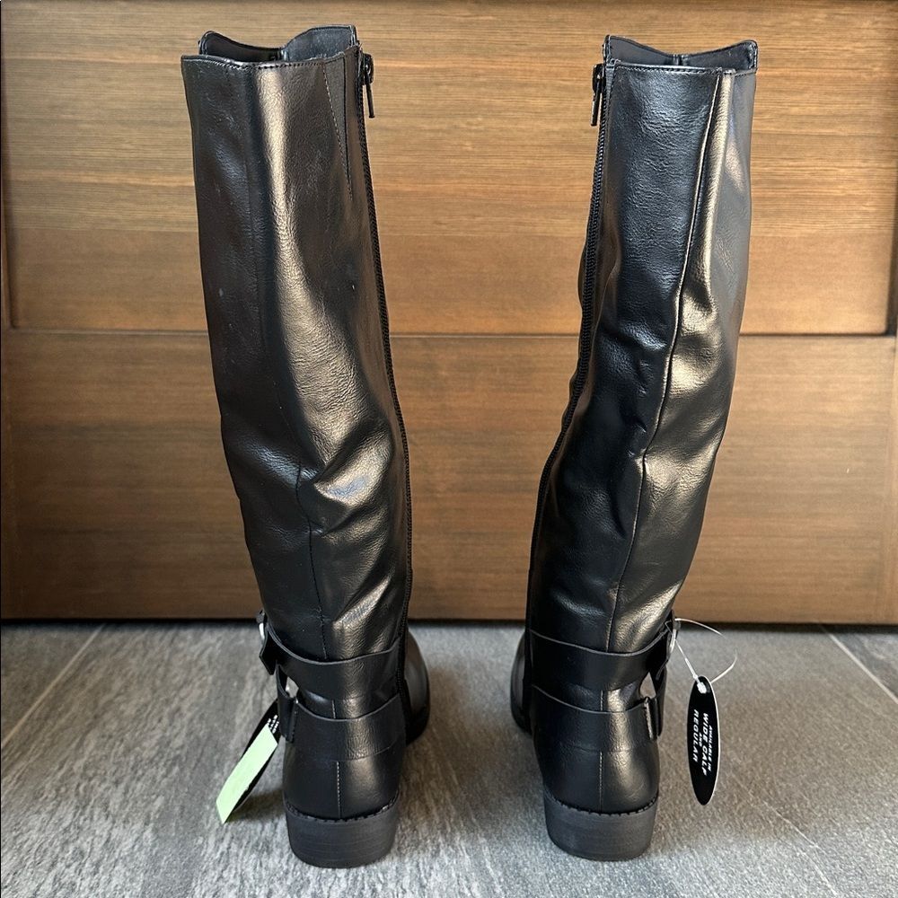 NWT Style & Co Black Riding Boots Faux Leather Wide‑Calf Round Toe Full Zip 7.5 - Picture 15 of 16